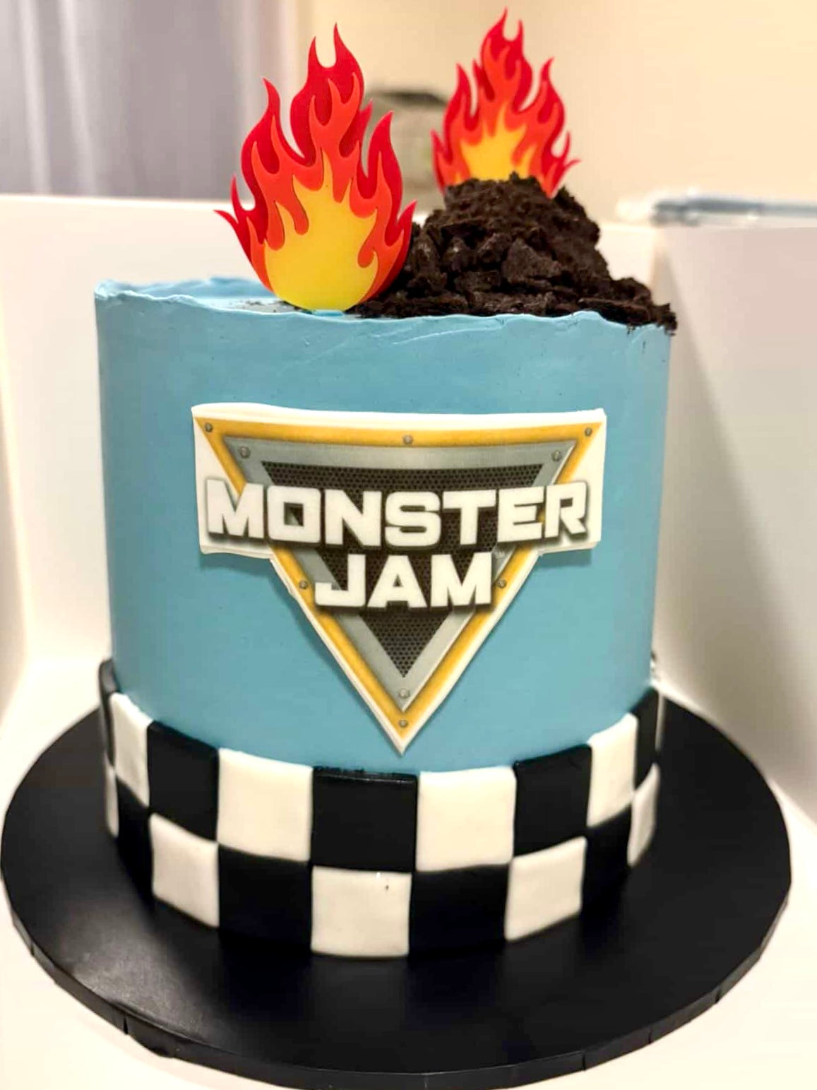 Personalised Monster Truck Cake Topper Set | Fire Flame Toppers | Racing Car Birthday Decoration