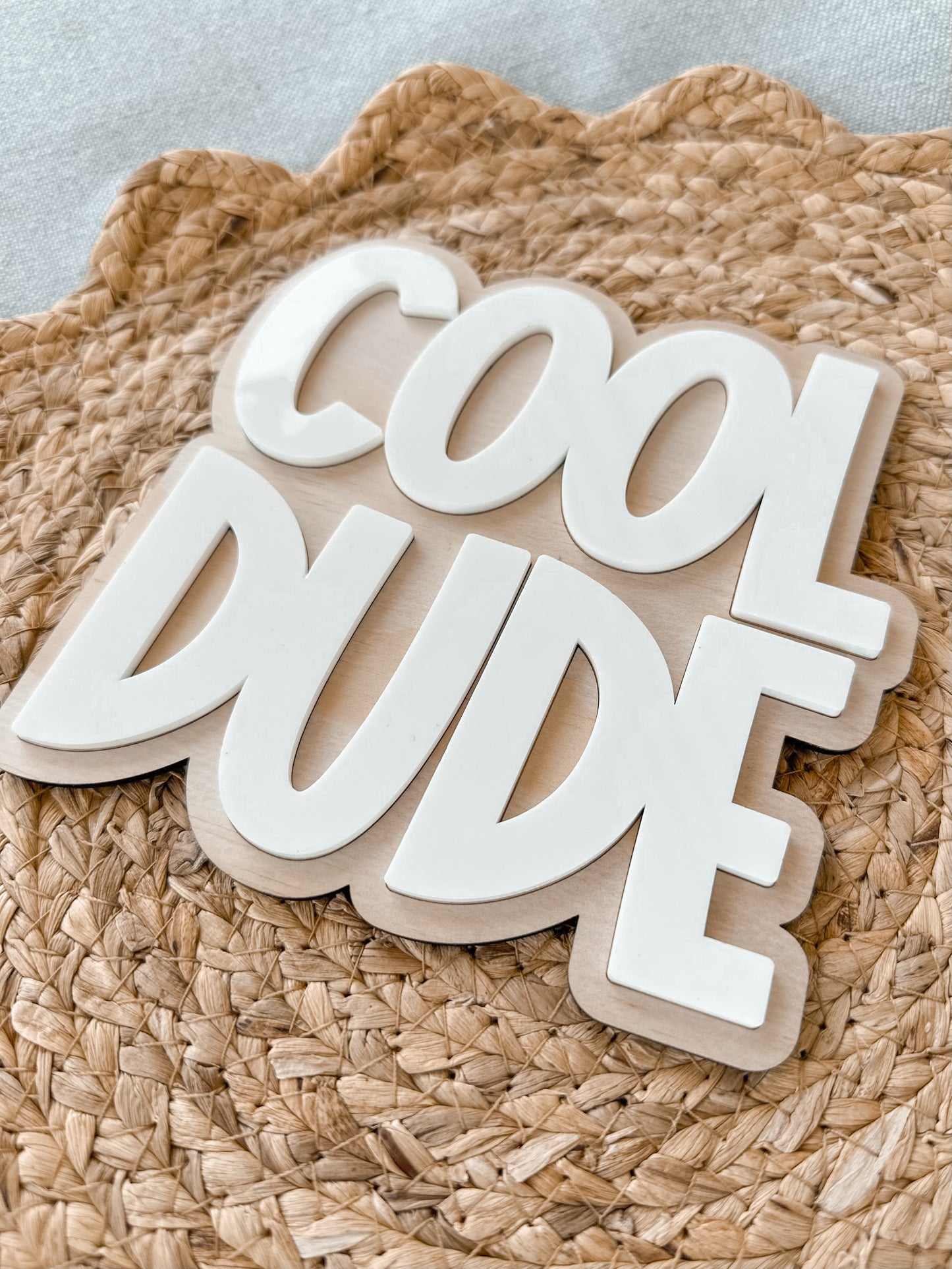 COOL DUDE Wood & Acrylic Sign | Custom Kids Wall Sign | Boys Bedroom Nursery Decor