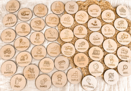 Wooden Toy Storage Labels | Personalised Kids Toy Storage Discs