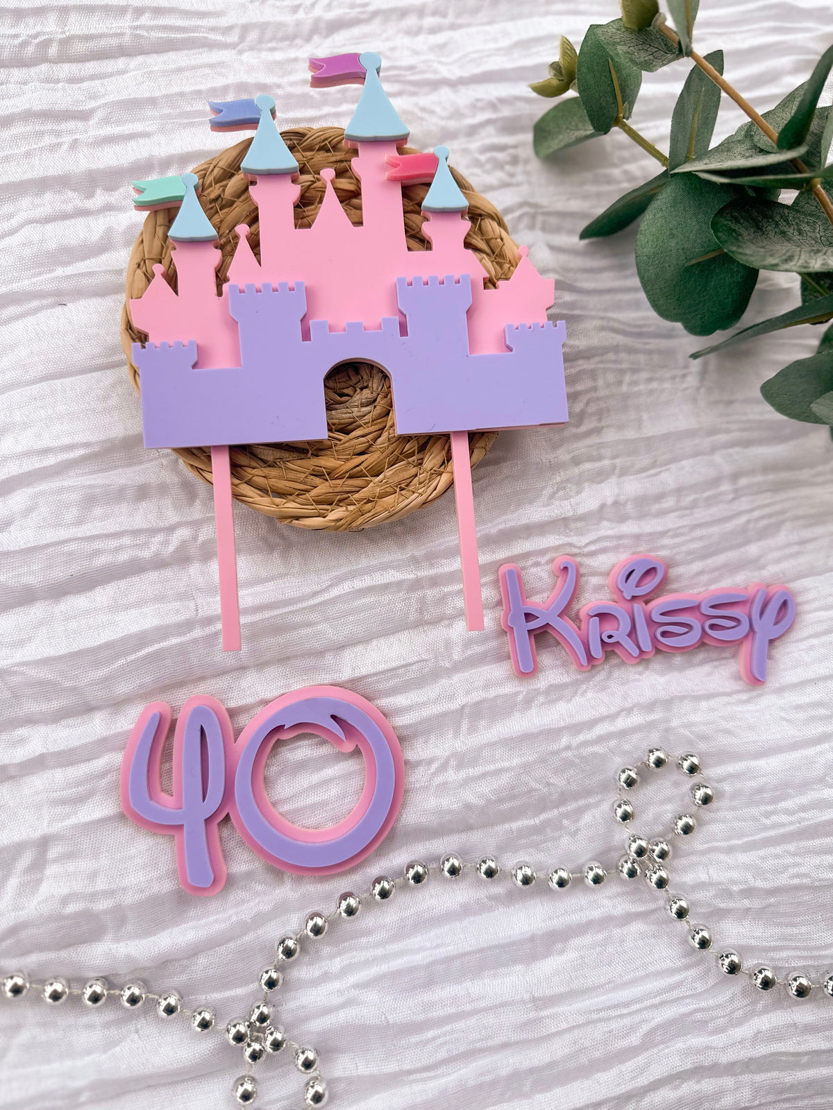 Personalised Fairytale Castle Acrylic Cake Topper Set | Princess Birthday Name & Age Fropper