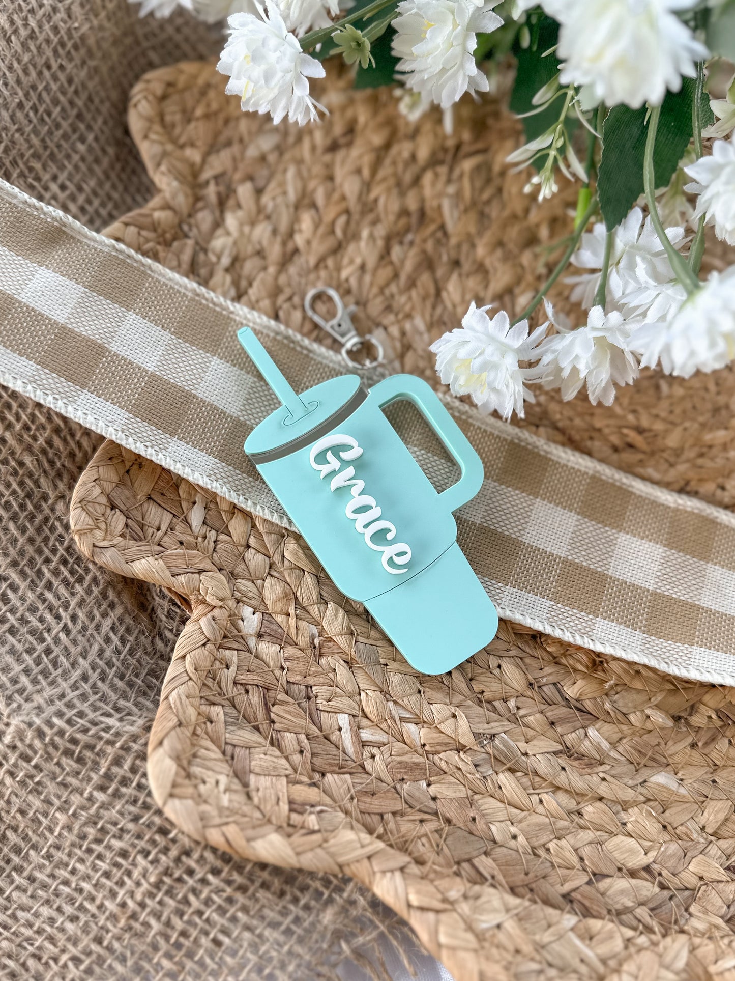 Personalised Acrylic Name Keyring | Custom Tumbler & Water Bottle Keychain
