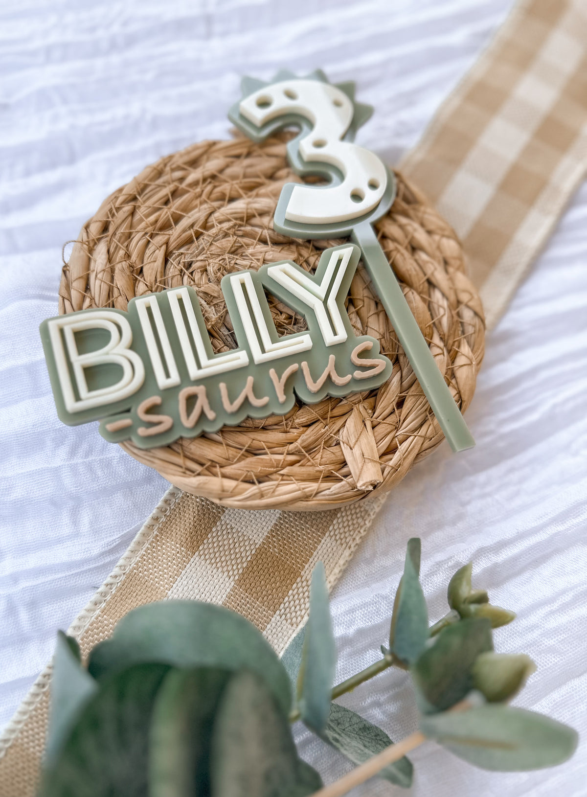 Personalised Dinosaur Cake Topper Set | Acrylic NAME-saurus Fropper