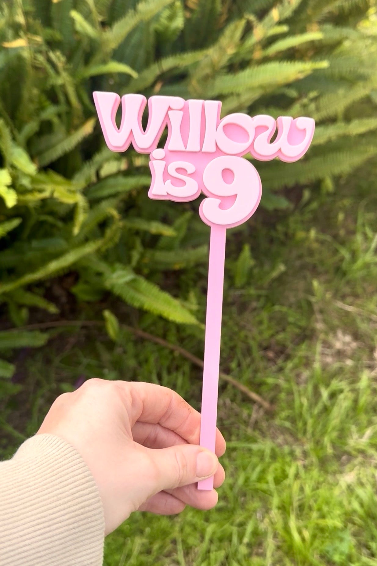 Personalised Groovy Acrylic Cake Topper | Custom Name & Age | Double Layered