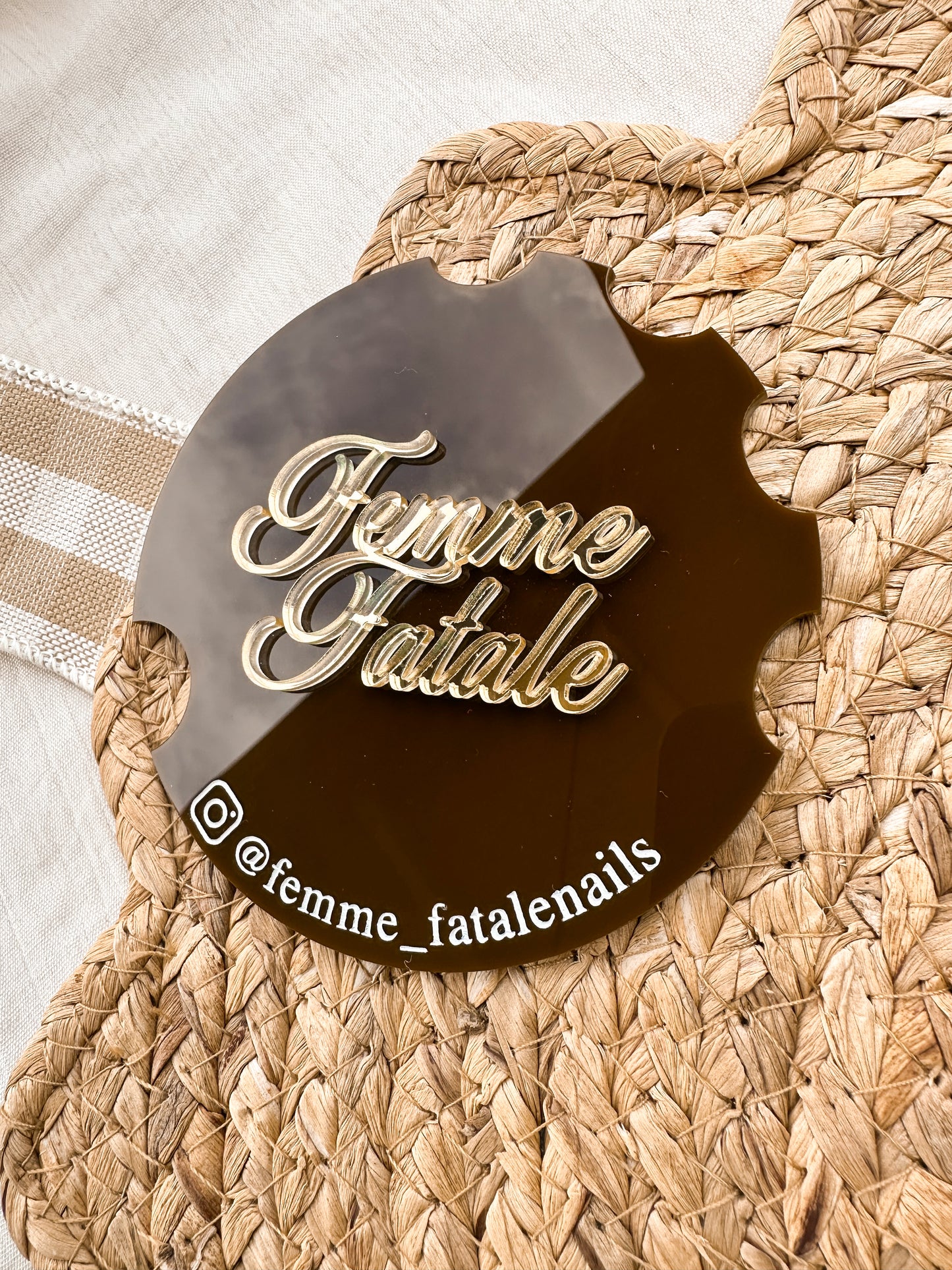 Personalised Acrylic Nail Display Disc | Custom Salon Branding Nail Photo Prop
