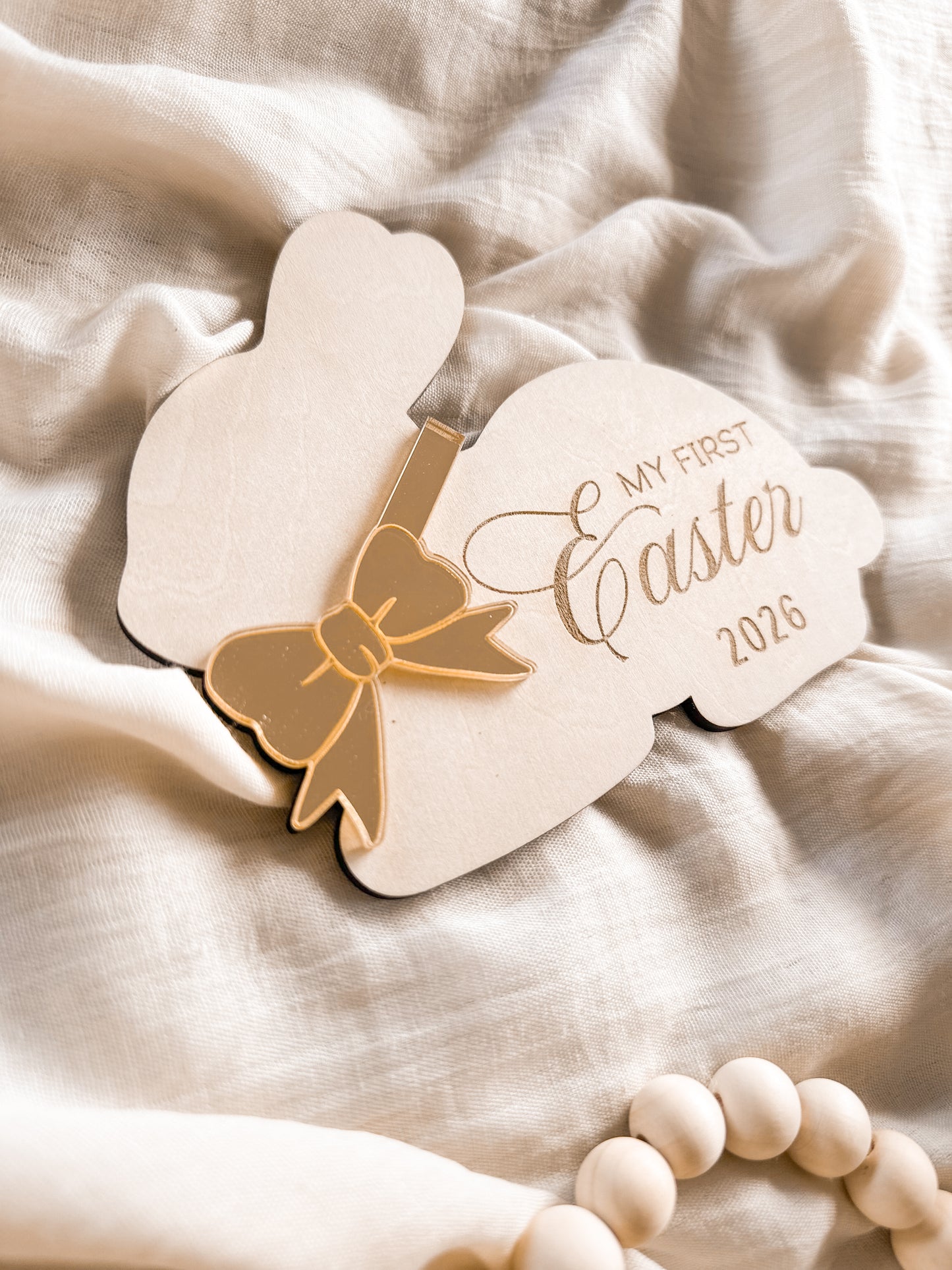 Personalised First Easter Wooden & Acrylic Plaque | Custom Kids’ Easter Bunny Keepsake