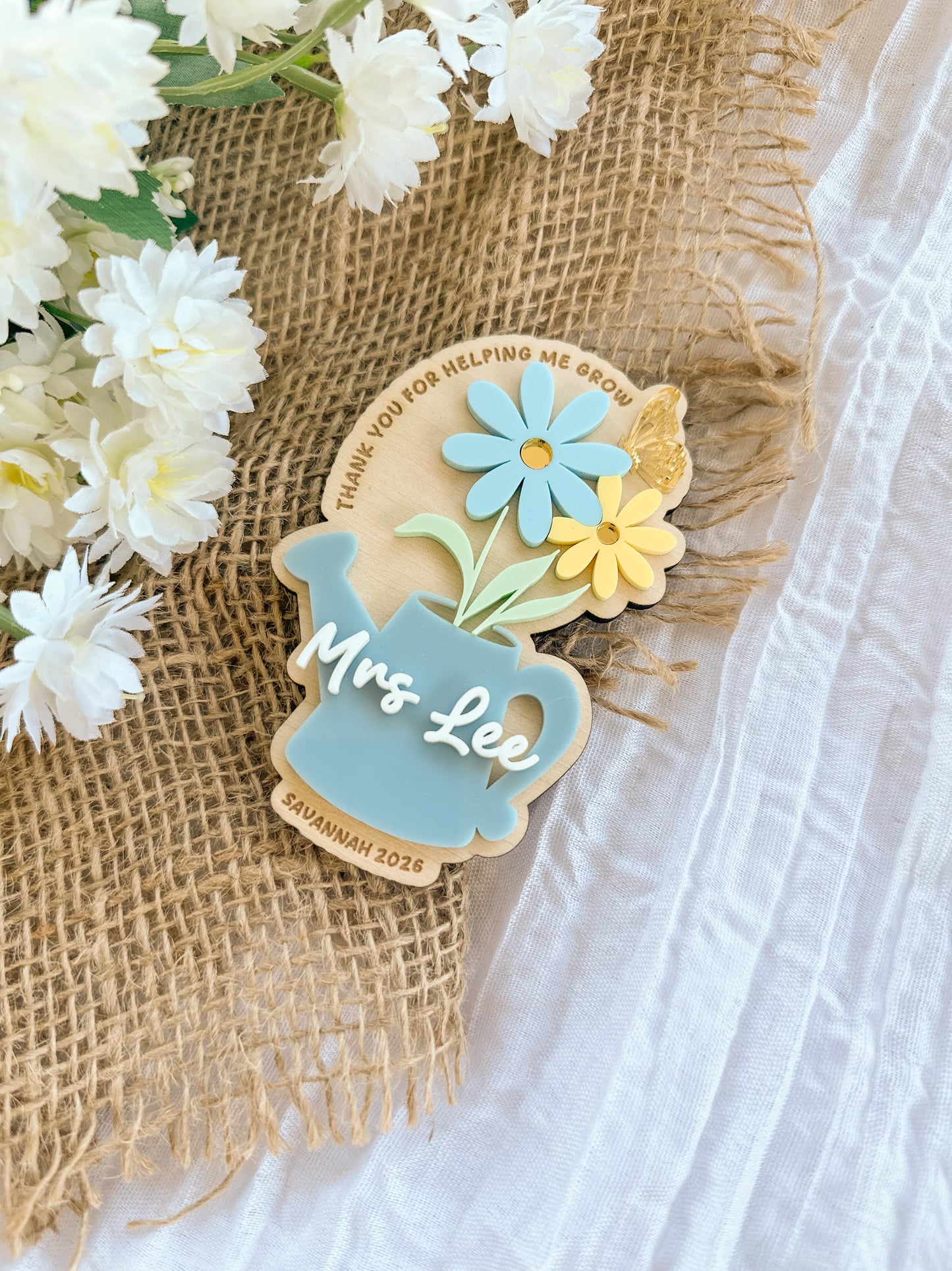 Personalised Floral Fridge Magnet | Custom Teacher Educator Gift