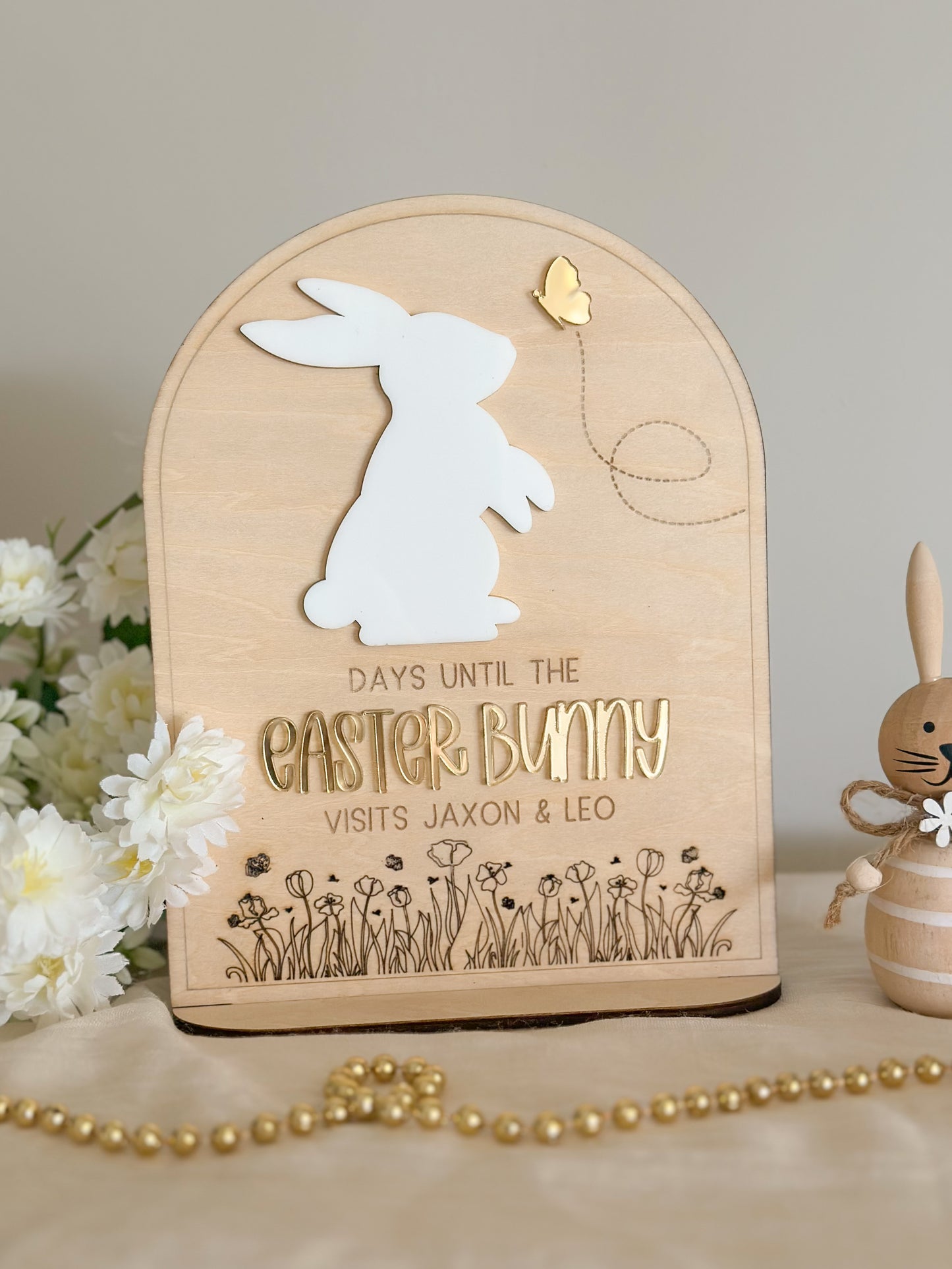 Personalised Easter Countdown Sign | Days Until Easter Stand | Wooden & Acrylic Kids’ Easter Sign