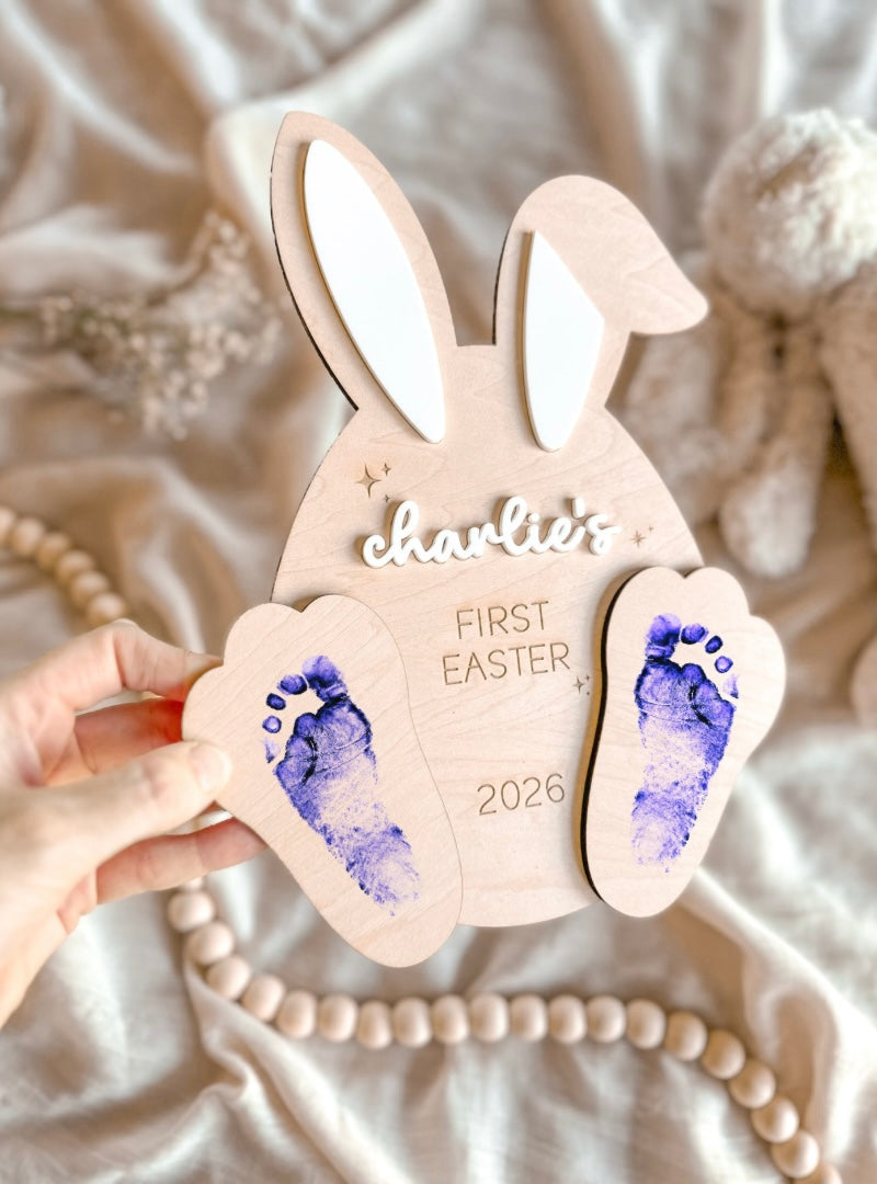 Charlie - Personalised First Easter Footprint Plaque