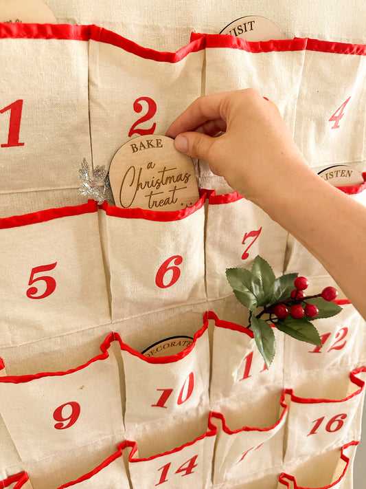 Wooden advent calendar engraved activity card