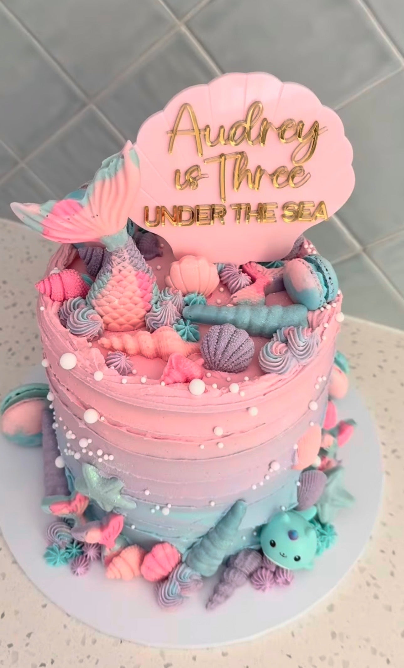 Personalised Under the Sea Shell Cake Topper | Mermaid Underwater Party Decor
