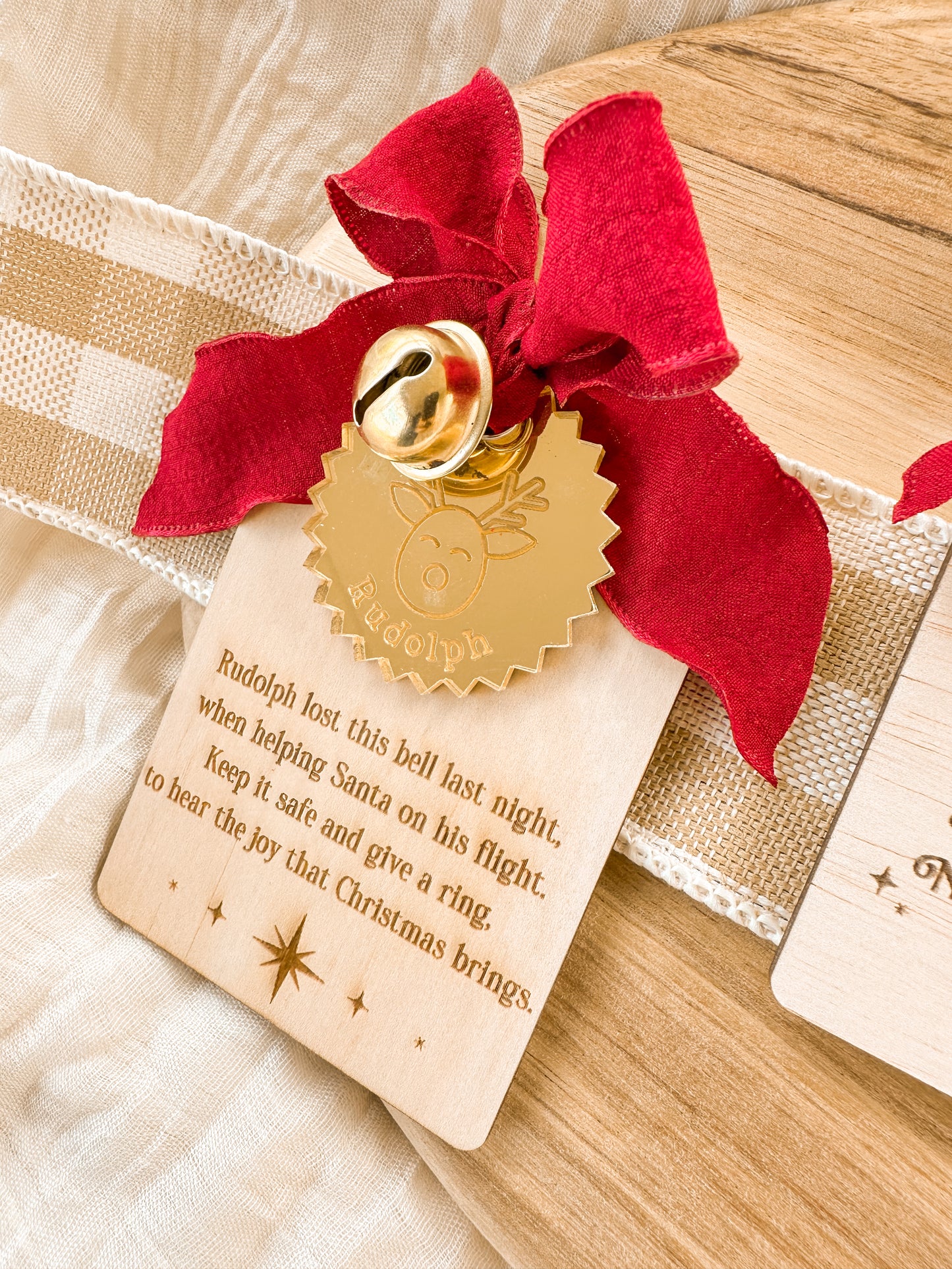 Rudolph's Lost Bell - Personalised Christmas Keepsake with Name Tag