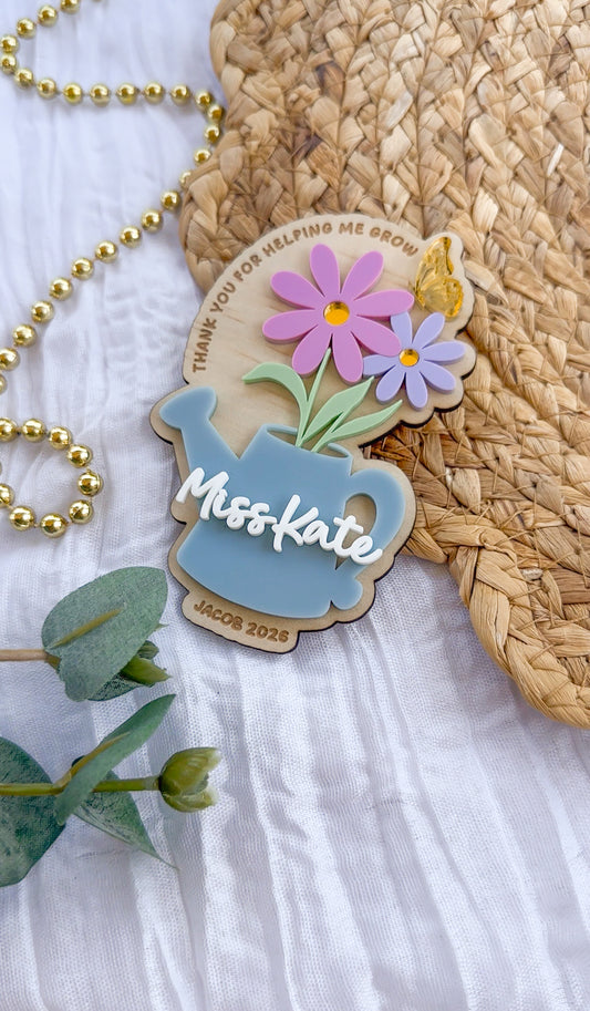 Personalised Floral Fridge Magnet | Custom Teacher Educator Gift