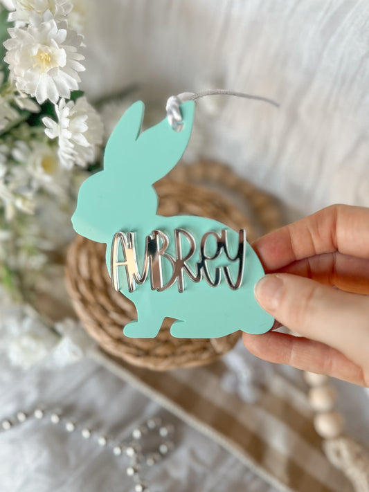 Rabbit Shaped Easter Basket Tag | Personalised Bunny Kids’ Name Tags for Easter