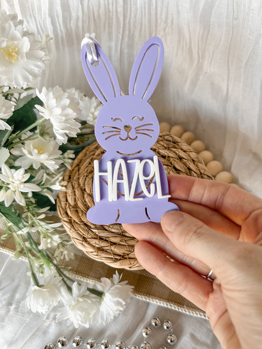 Bunny Cut-Out Easter Basket Tag | Personalised Kids’ Name Tags for Easter