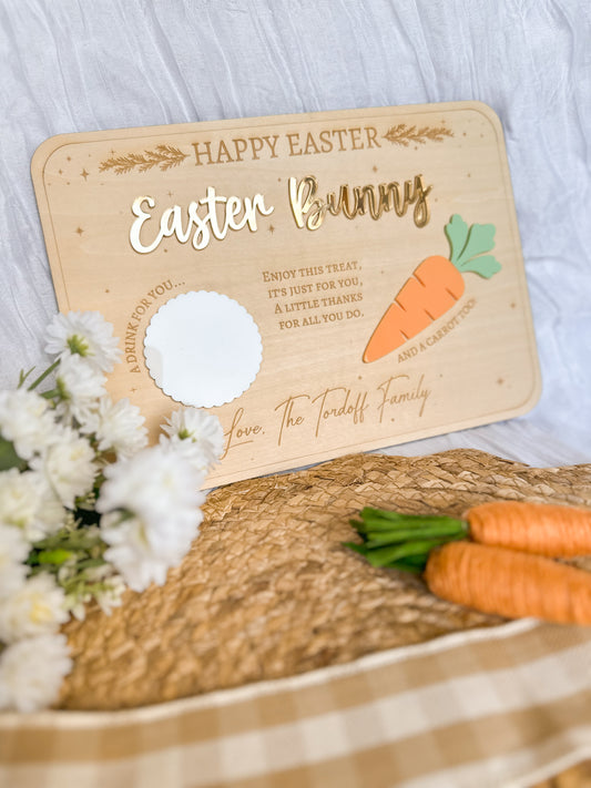 Personalised Easter Bunny Treat Tray | Custom Engraved Kids’ Acrylic & Wooden Easter Board