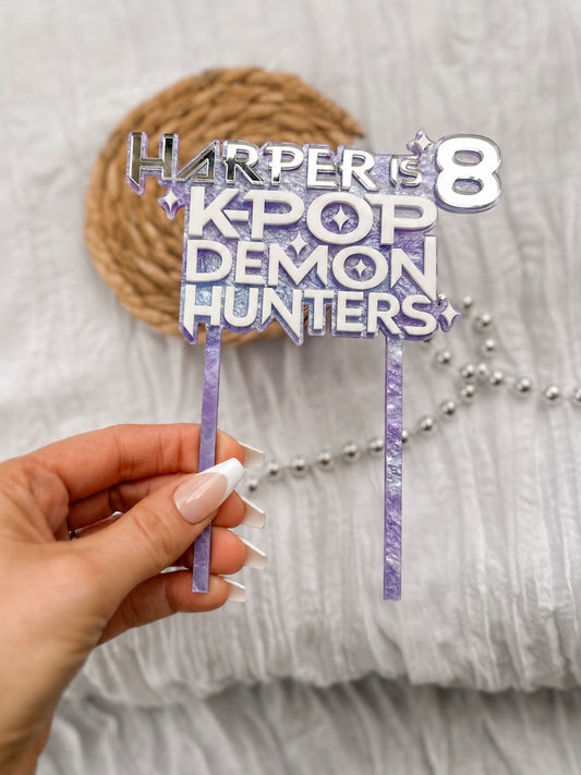 Personalised KPOP Demon Hunters Acrylic Cake Topper | Custom K-Pop Birthday Party Decor