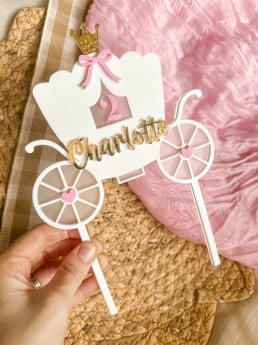 Charlotte - Princess Carriage Acrylic Cake Topper
