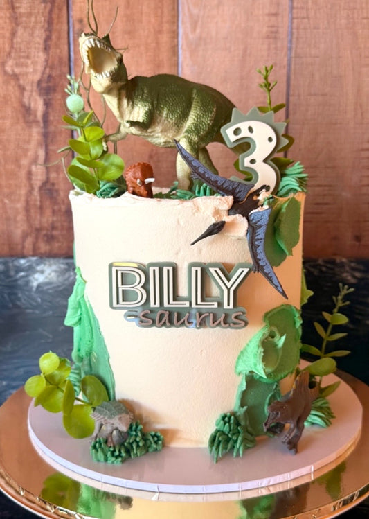 Personalised Dinosaur Cake Topper Set | Acrylic NAME-saurus Fropper