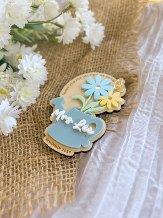 Personalised Floral Fridge Magnet | Custom Teacher Educator Gift