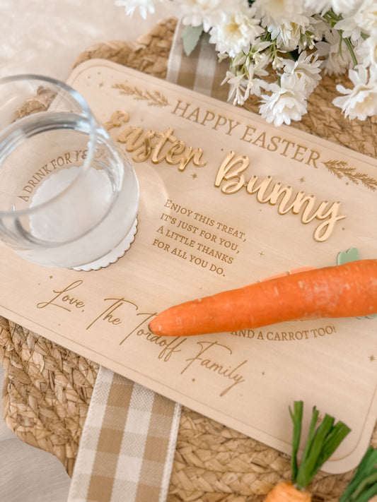 Personalised Easter Bunny Treat Tray | Custom Engraved Kids’ Acrylic & Wooden Easter Board