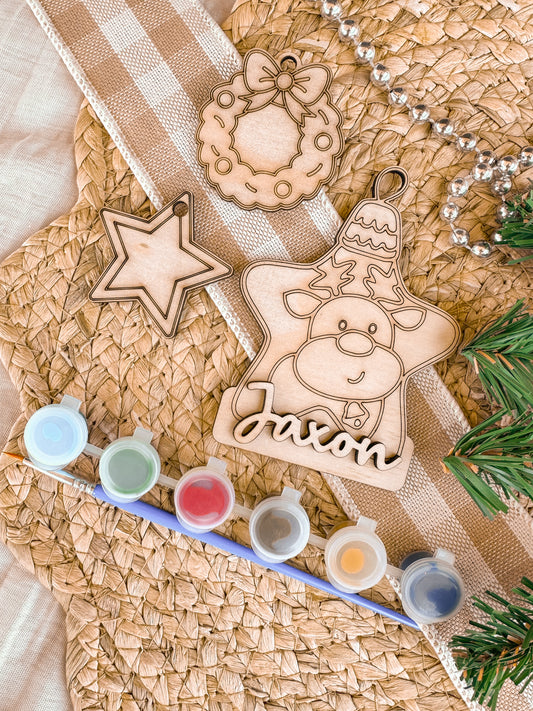 Personalised Wooden Christmas Ornament Paint Kit
