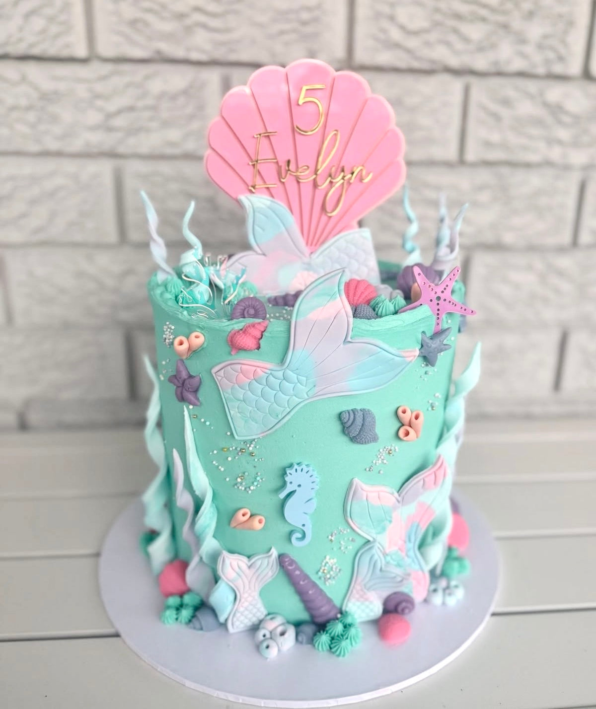 Personalised Sea Shell Cake Topper | Mermaid Underwater Birthday Party Decor