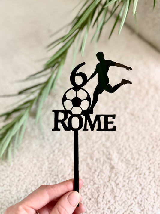 Personalised Soccer Cake Topper | Custom Football Birthday Cake Decoration