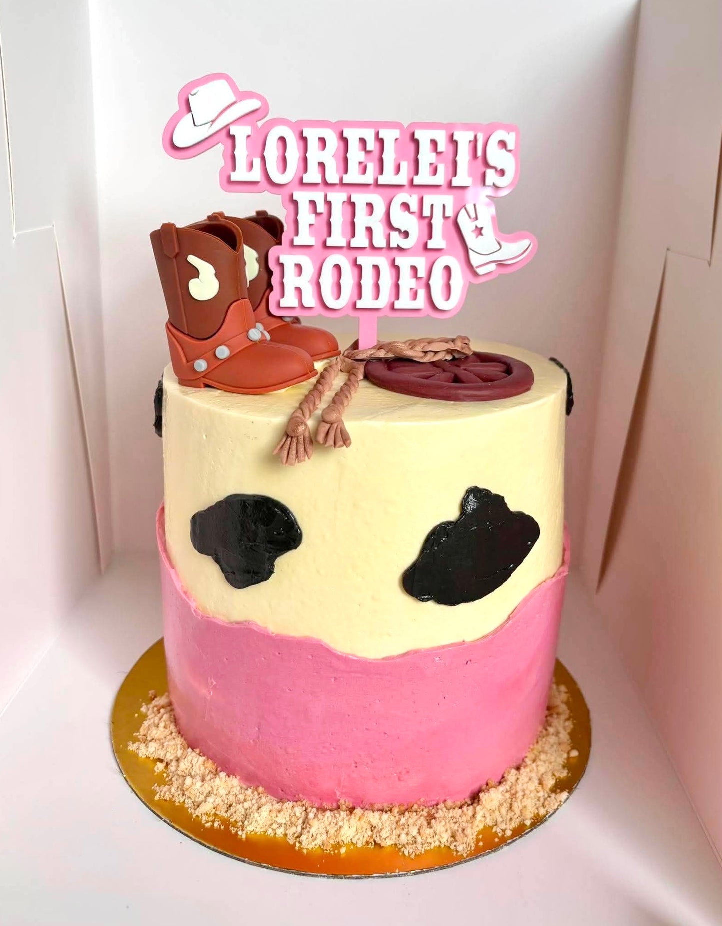 First Rodeo Cake Topper | Personalised First Birthday Double Layer Acrylic | Cowboy Cowgirl