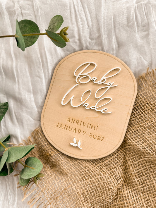 Personalised New Baby Plaque | Baby Announcement | Wooden Engraved Sign