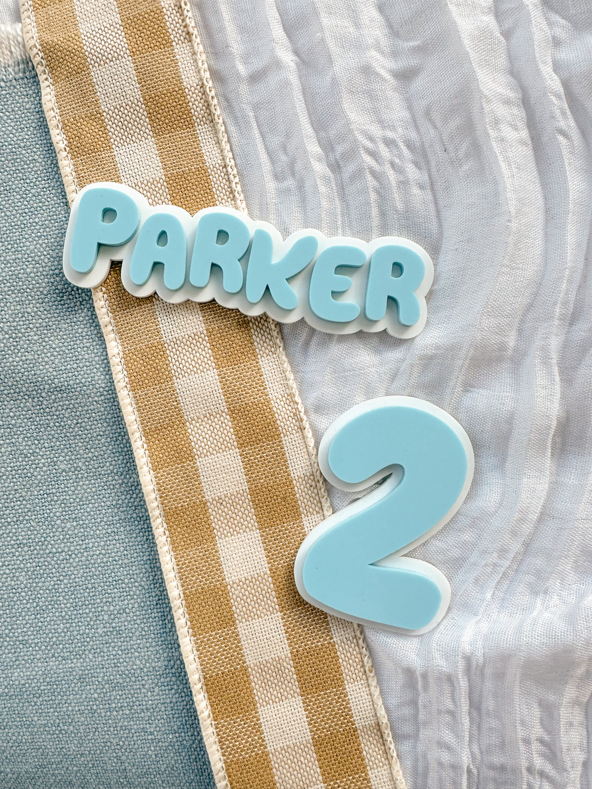 Personalised Blue Dog Cake Name Froppers | Acrylic Birthday Cake Topper Set