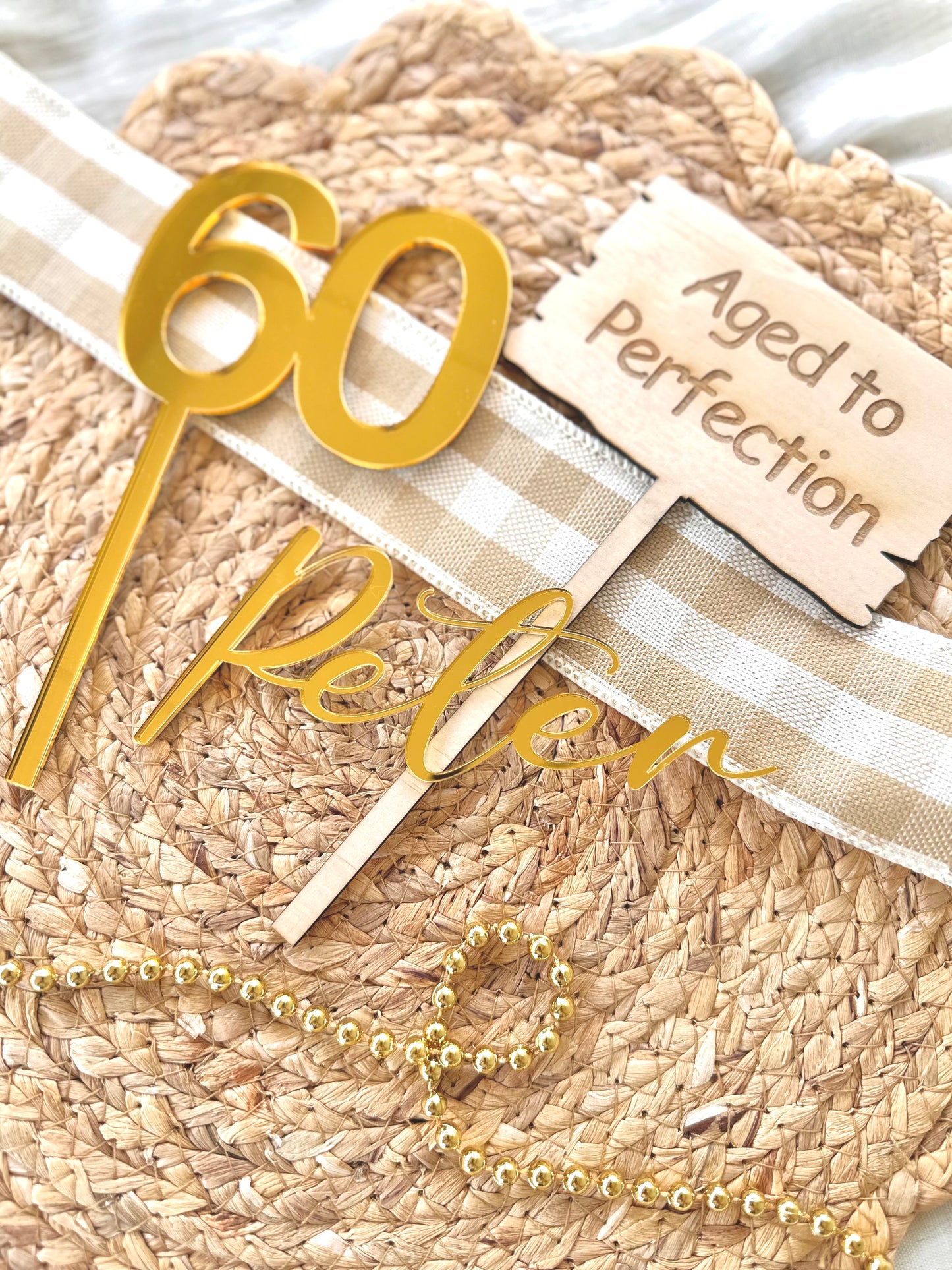 Personalised Cake Topper Set | Aged to Perfection | Name Fropper