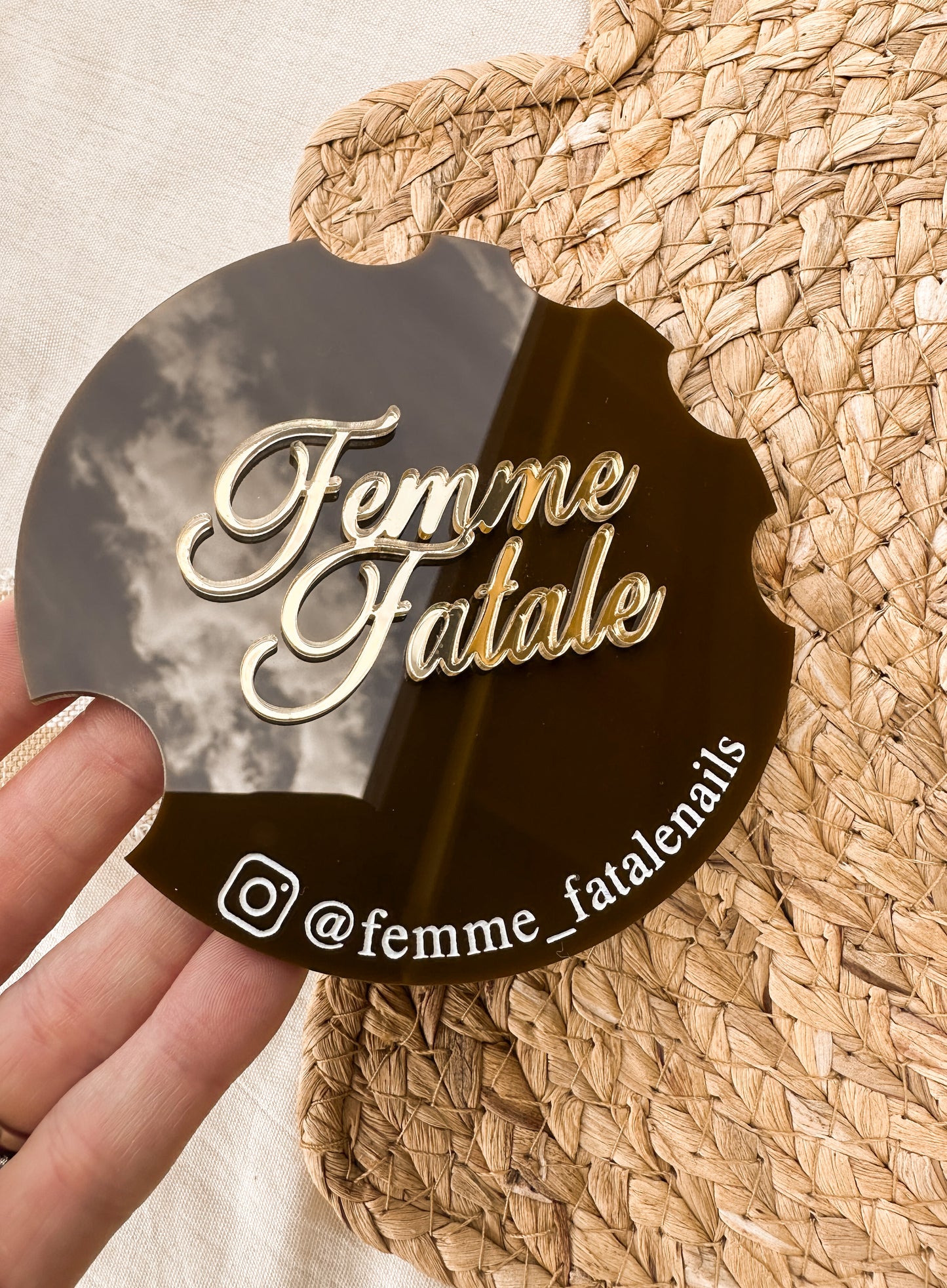 Personalised Acrylic Nail Display Disc | Custom Salon Branding Nail Photo Prop