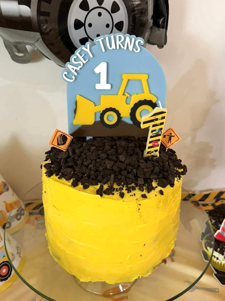 Personalised Construction Cake Topper | Digger Cake Topper | Boys Loader Birthday Cake Topper