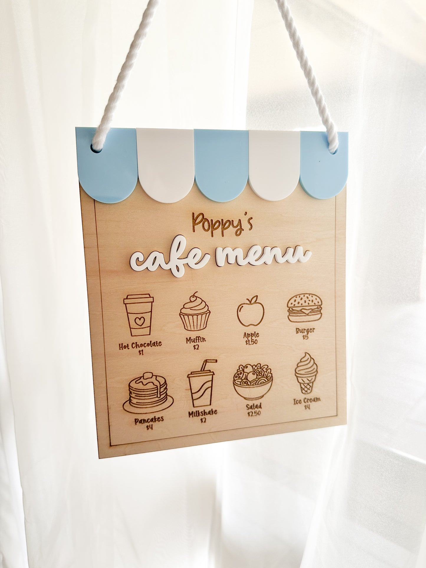 Kids Cafe Menu Sign | Personalised Kitchen Menu Board