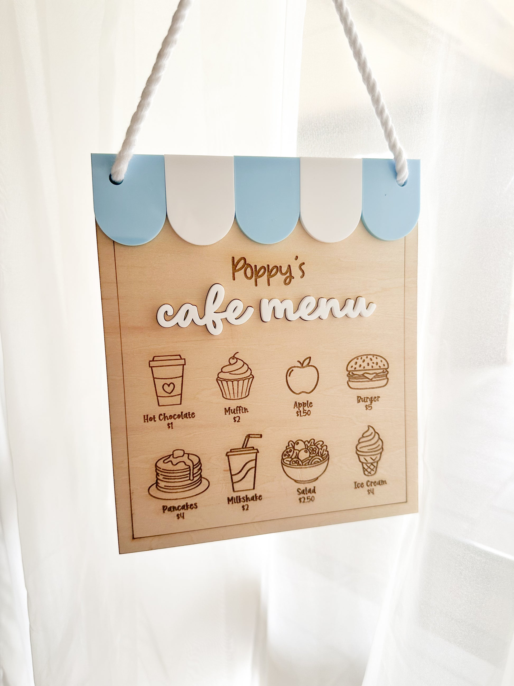 Kids Cafe Menu Sign | Personalised Kitchen Menu Board