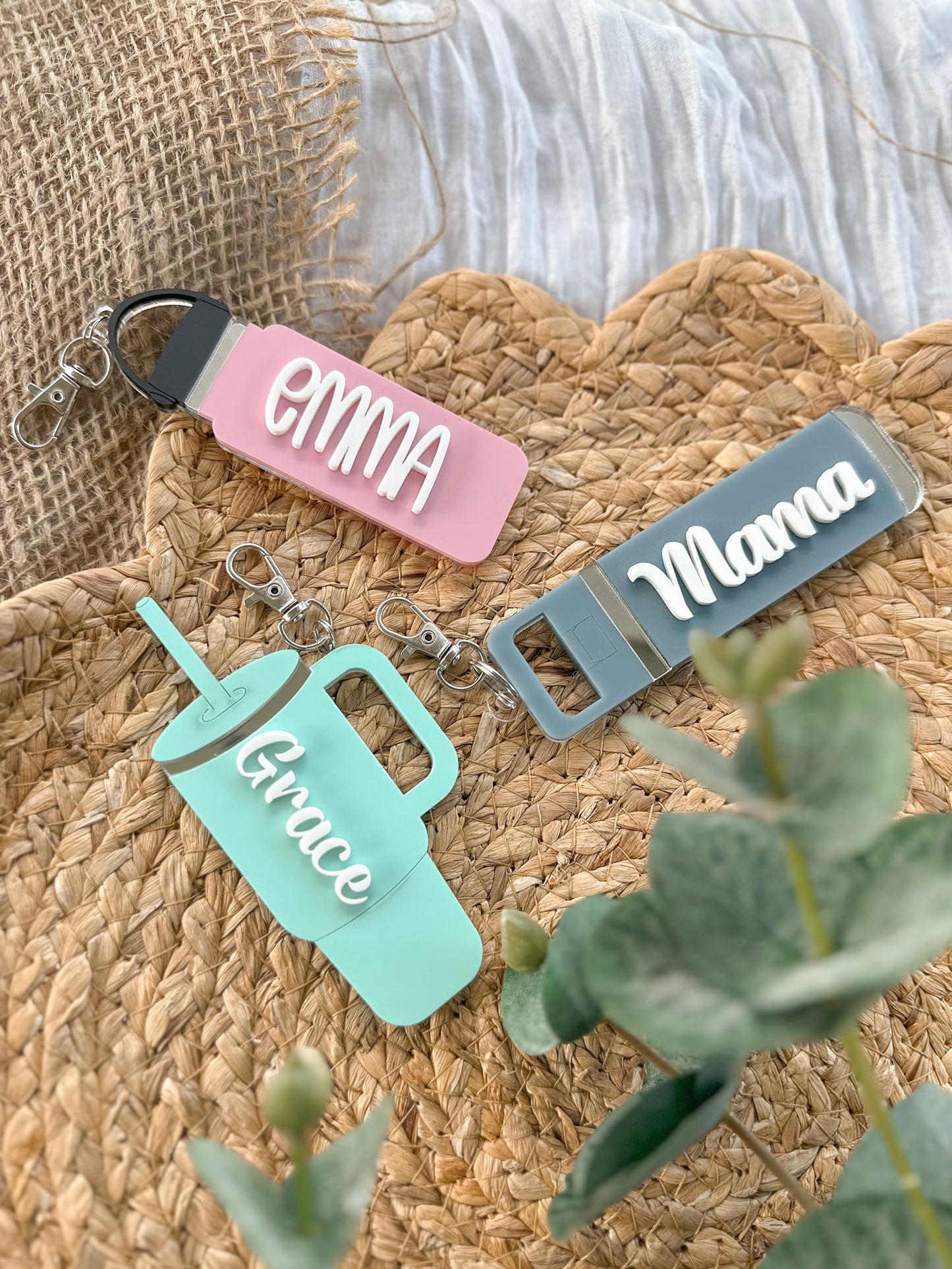 Personalised Acrylic Name Keyring | Custom Tumbler & Water Bottle Keychain
