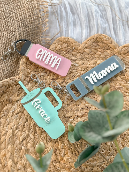 Personalised Acrylic Name Keyring | Custom Tumbler & Water Bottle Keychain