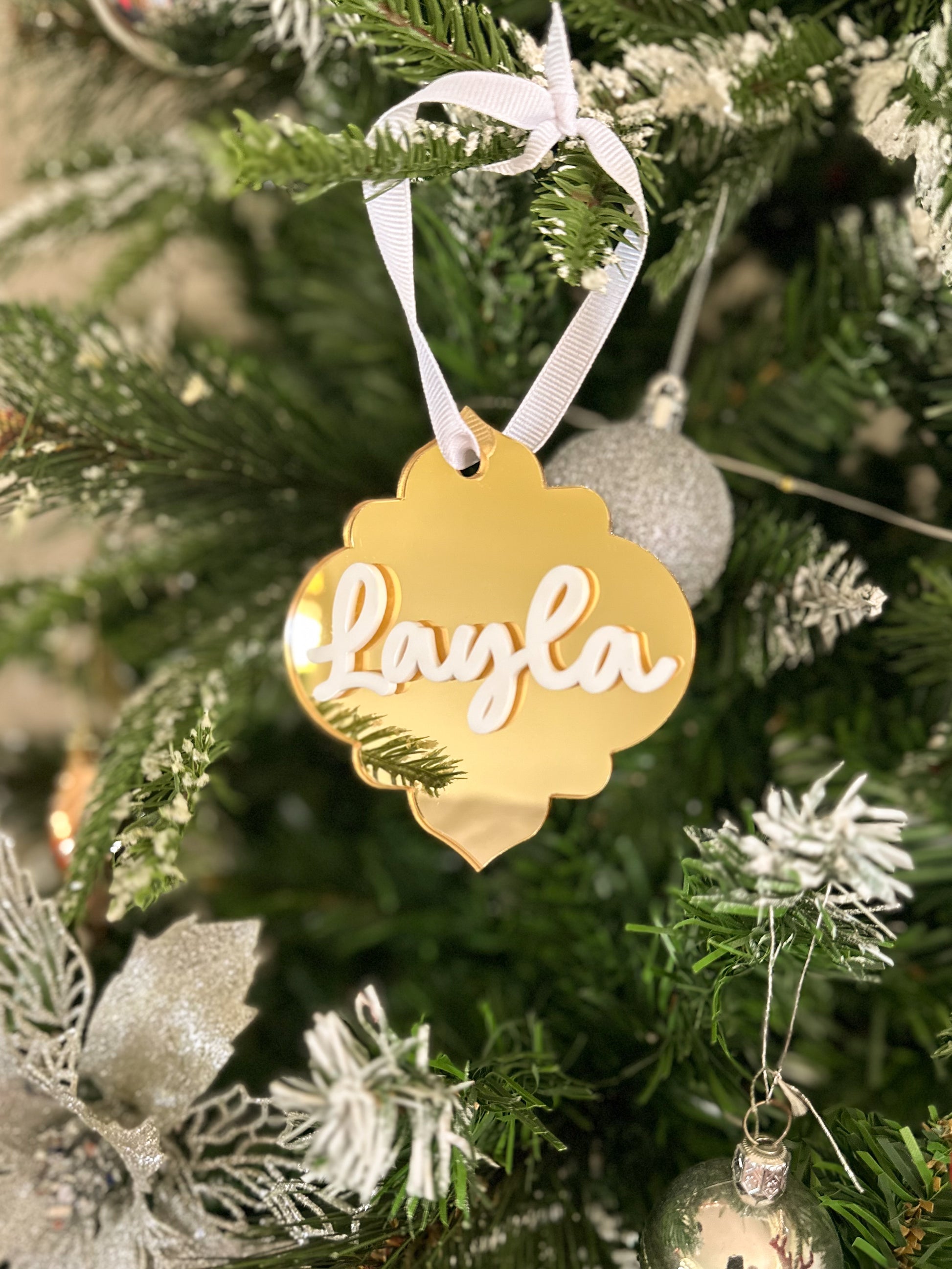 Personalised Name Christmas Metallic Ornament | Double Layered Acrylic