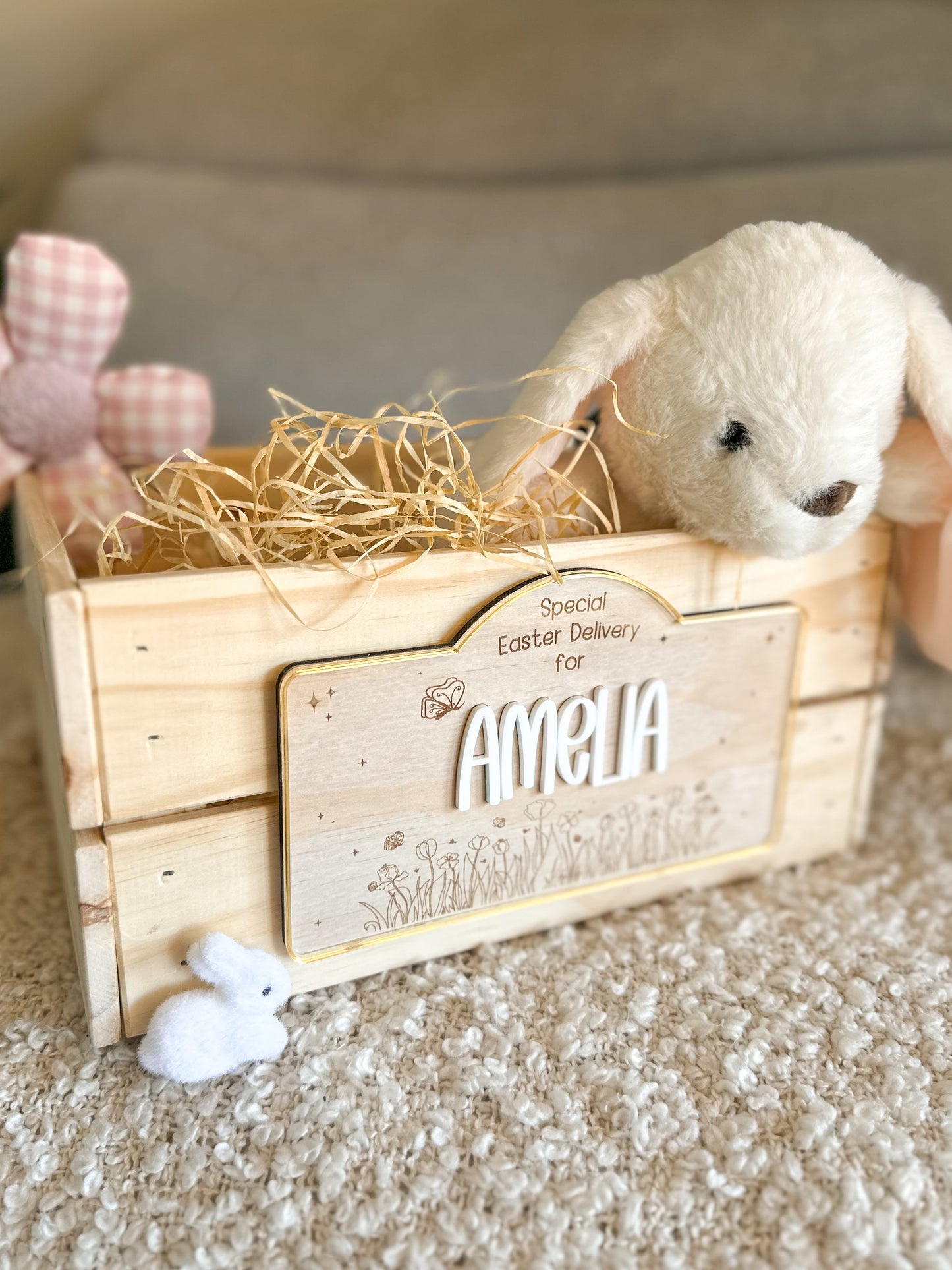 Personalised Easter Crate Plaque | Wildflower & Butterfly Easter Crate Sign