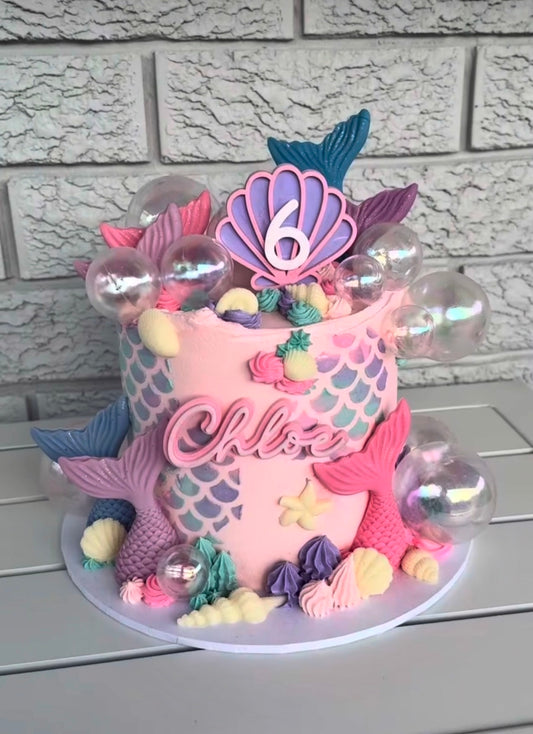 Personalised Sea Shell Cake Topper | 2 Piece Mermaid Underwater Birthday Party Decor