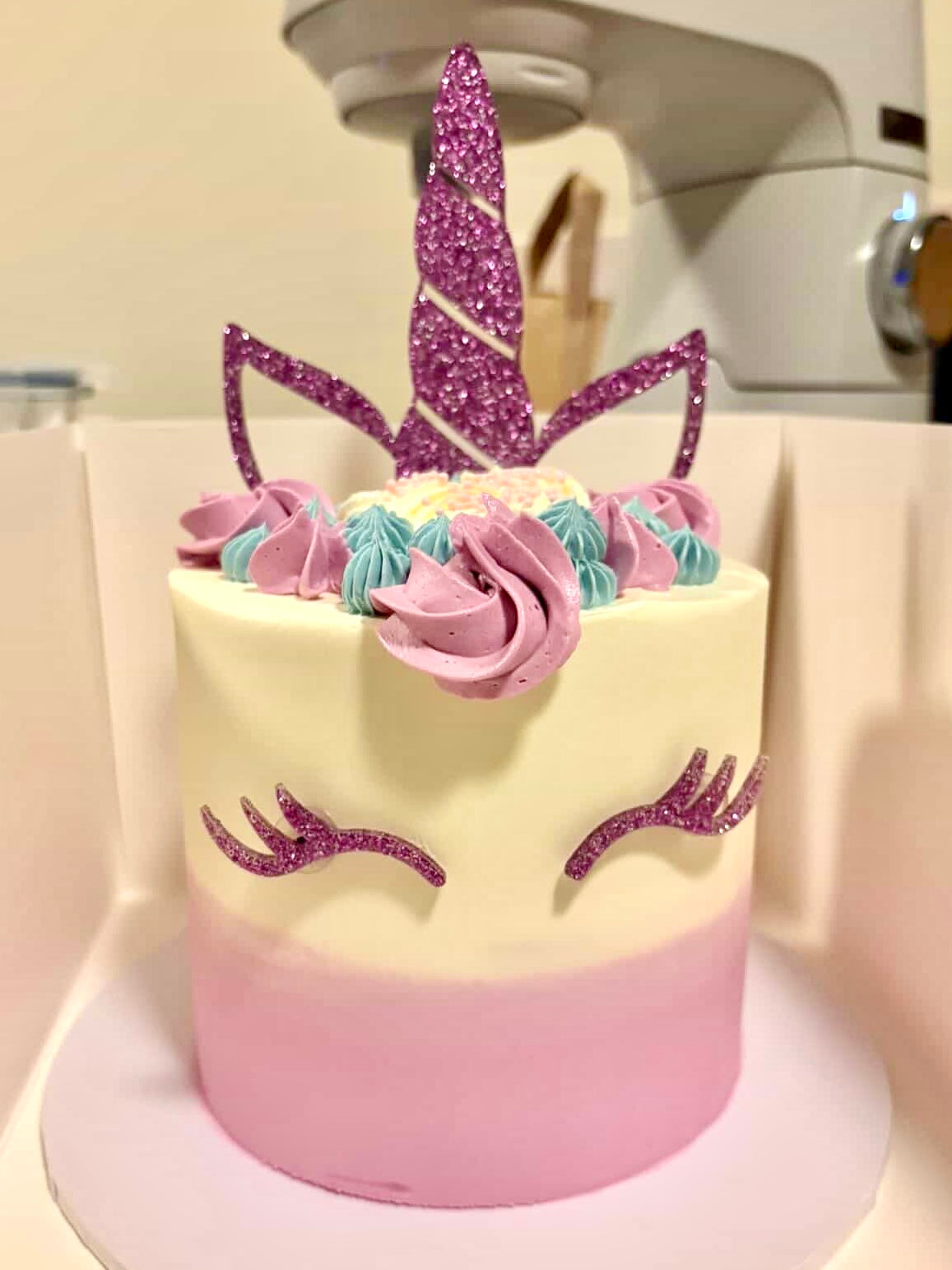 Unicorn Cake Topper | Glitter Acrylic Birthday Cake Topper with Eyelash Cake Charms