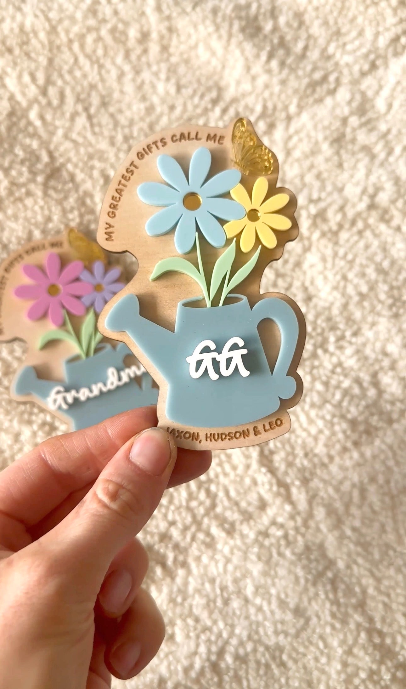 Personalised Floral Fridge Magnet | Custom Mum, Grandma, Aunt Gift | Mothers Day Gift for her