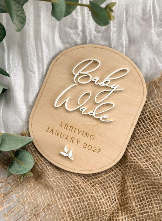 Personalised New Baby Plaque | Baby Announcement | Wooden Engraved Sign