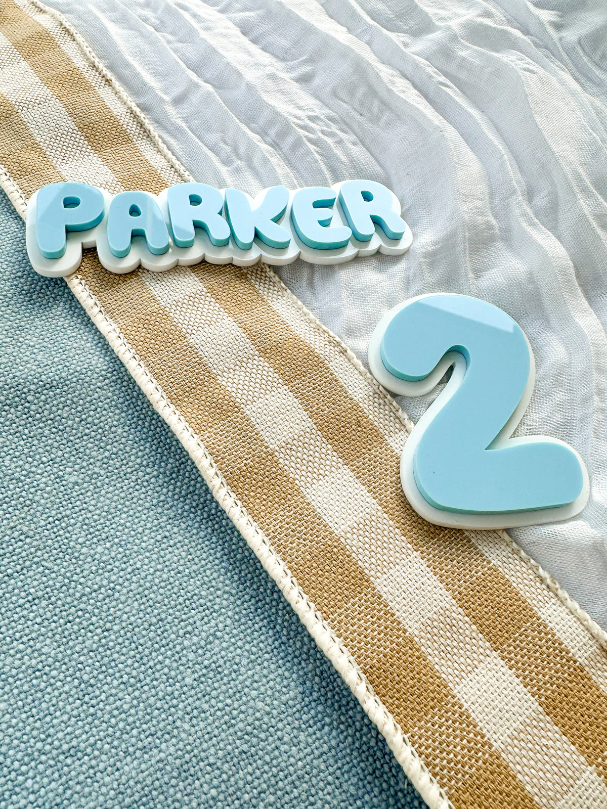 Personalised Blue Dog Cake Name Froppers | Acrylic Birthday Cake Topper Set