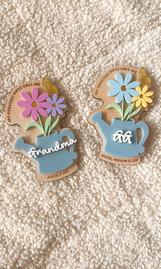 Personalised Floral Fridge Magnet | Custom Mum, Grandma, Aunt Gift | Mothers Day Gift for her