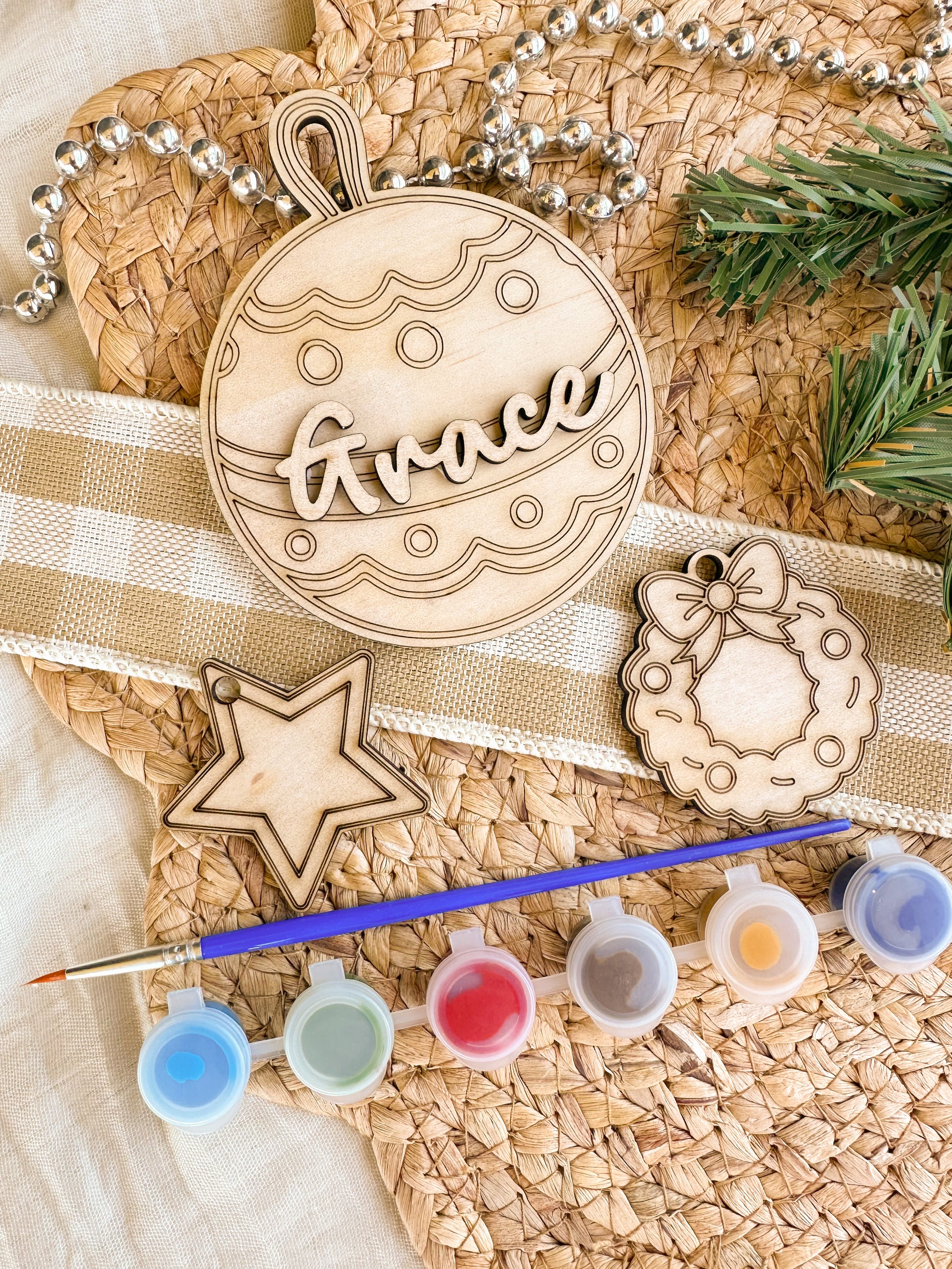 Personalised Wooden Christmas Ornament Paint Kit
