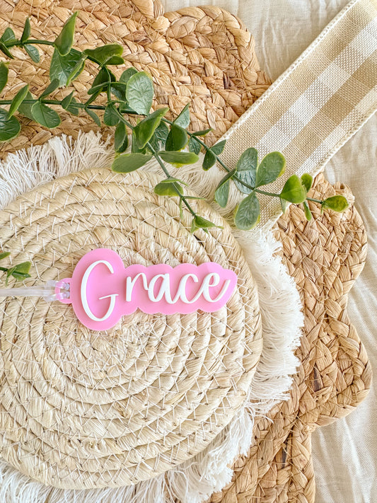 Personalised Acrylic Bag Name Tags | Custom Name Key Rings