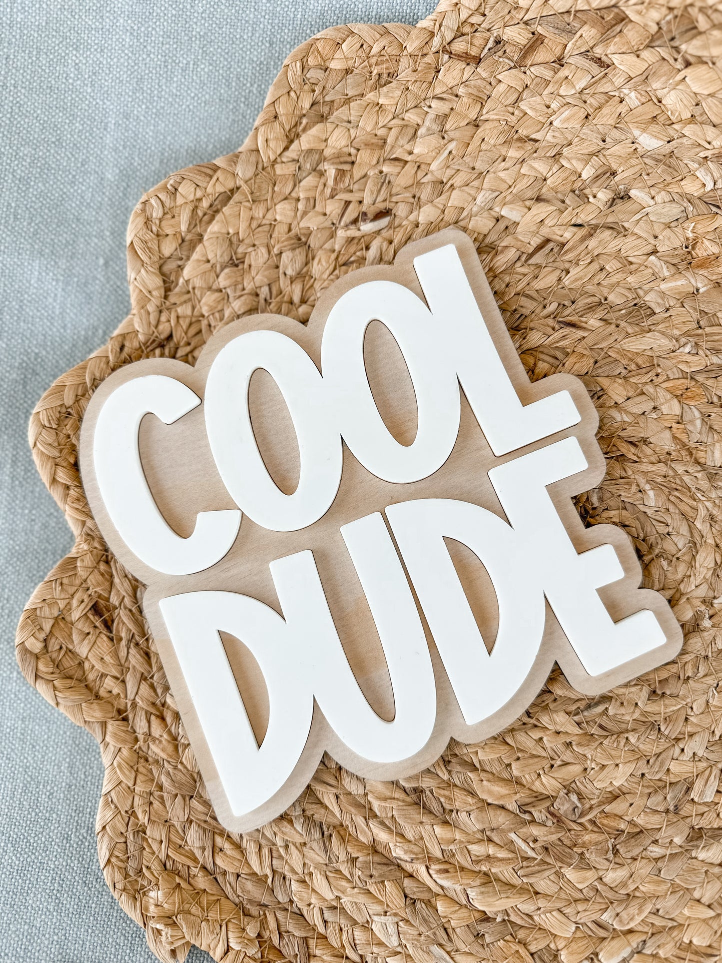 COOL DUDE Wood & Acrylic Sign | Custom Kids Wall Sign | Boys Bedroom Nursery Decor