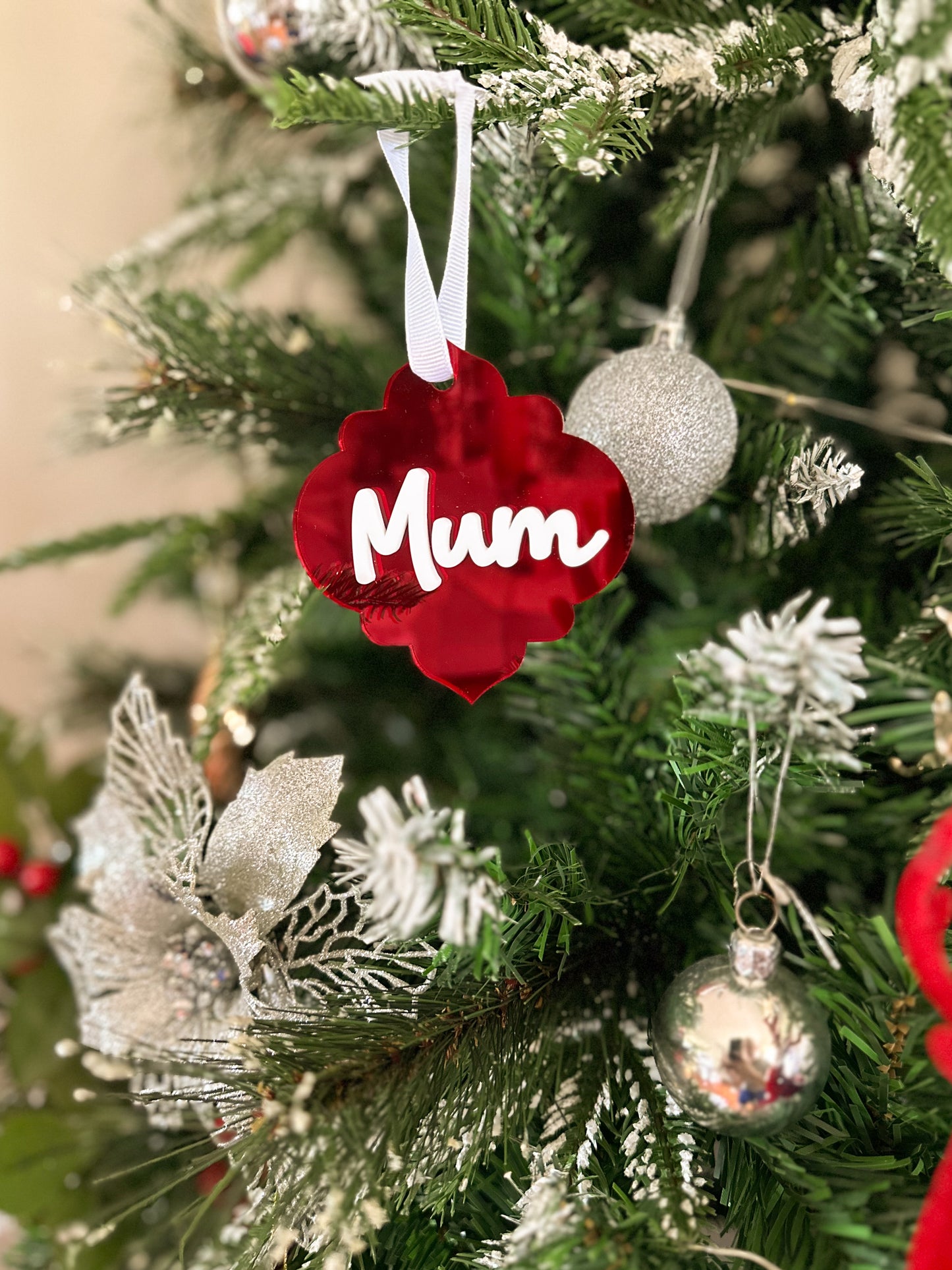 Personalised Name Christmas Metallic Ornament | Double Layered Acrylic Mum