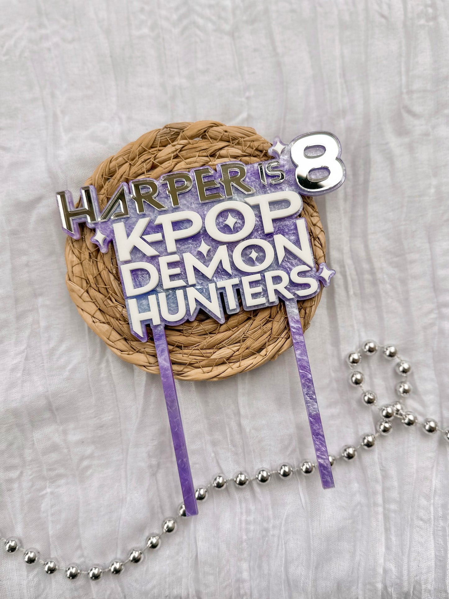 Personalised KPOP Demon Hunters Acrylic Cake Topper | Custom K-Pop Birthday Party Decor